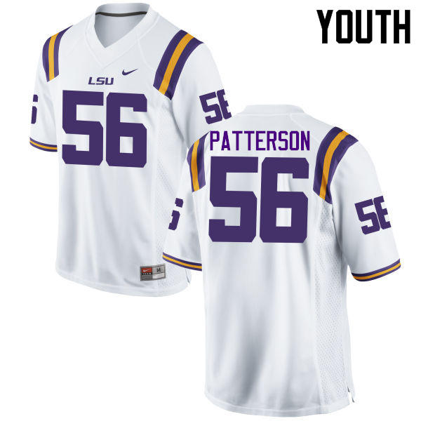 Youth LSU Tigers #56 M.J. Patterson College Football Jerseys Game-White - Click Image to Close